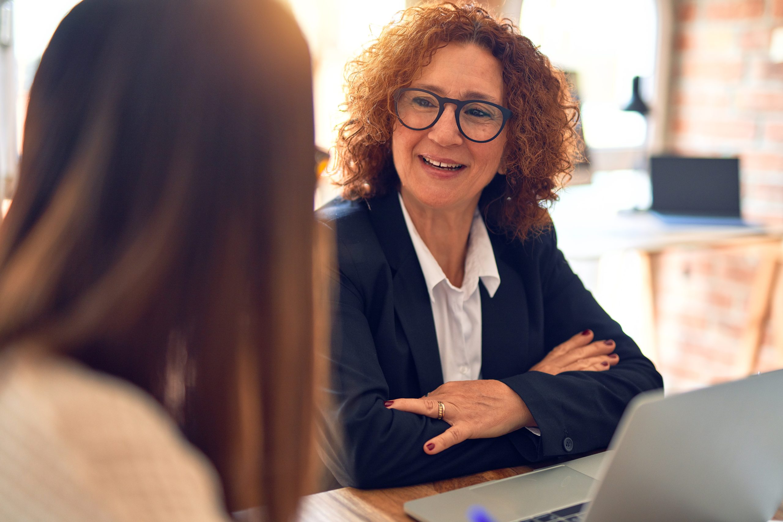 Two business women having a conversation