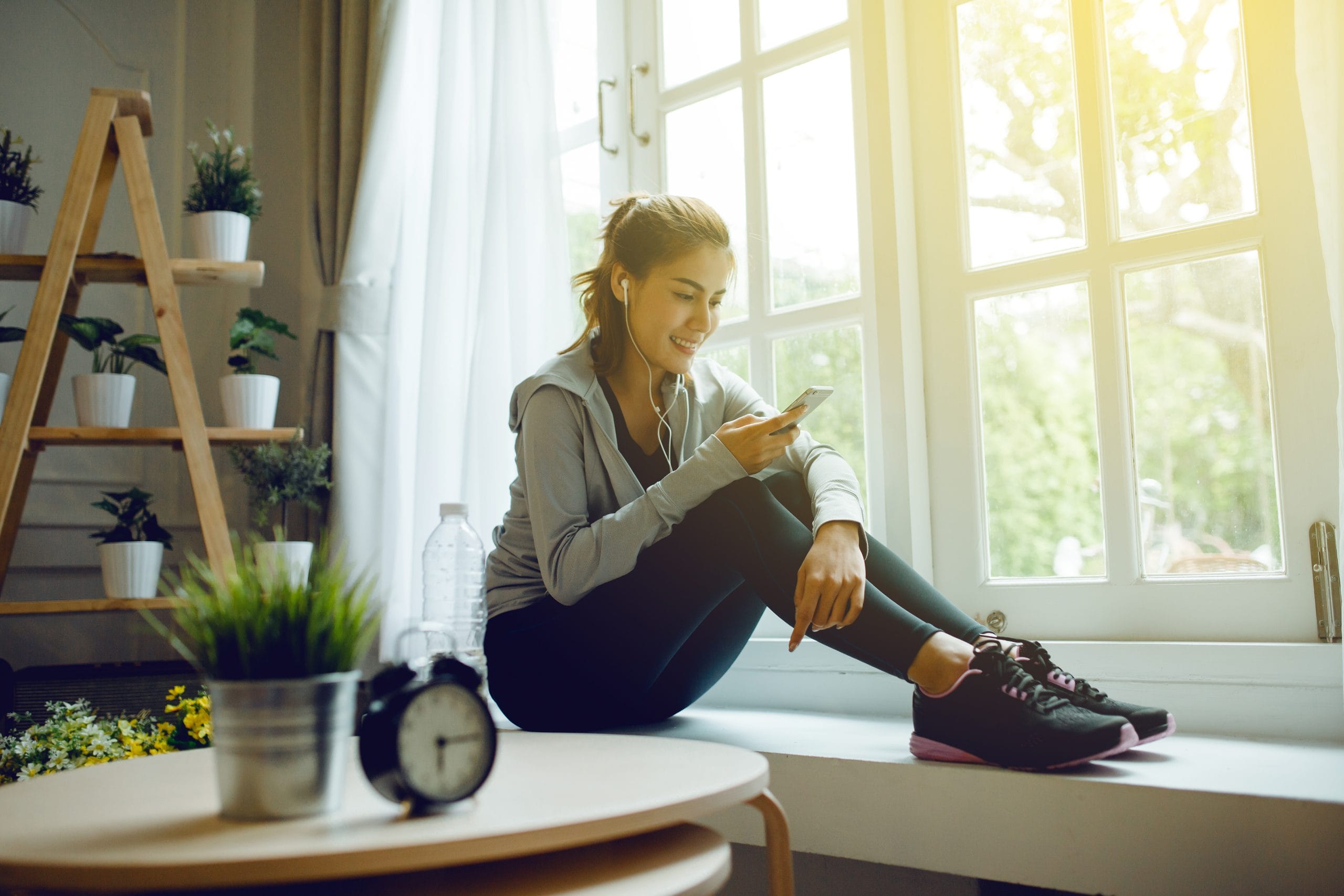 Woman relaxes after a meditation session